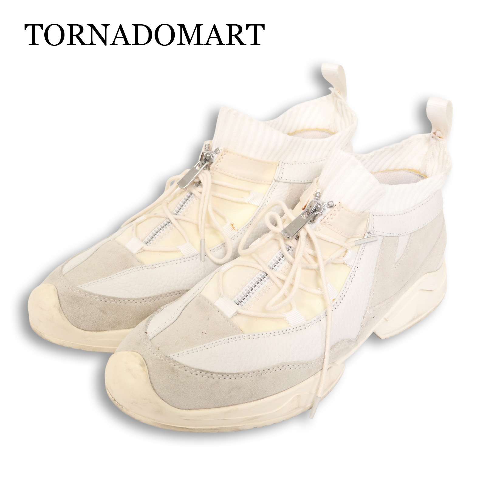 TORNADOMART トルネードマート 通年 靴下風 青写真★ ファスナー 御機嫌とり捨てる スニーカー シューズ Sz.S メンズ