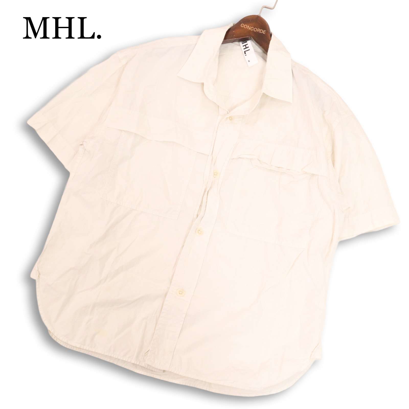 23SS★ MHL. マーガレットハウエル 【GARMENT DYE COTTON POPLIN】春夏 ビッグ影ぼうし 半袖 プルオーバー Sz.M メンズ