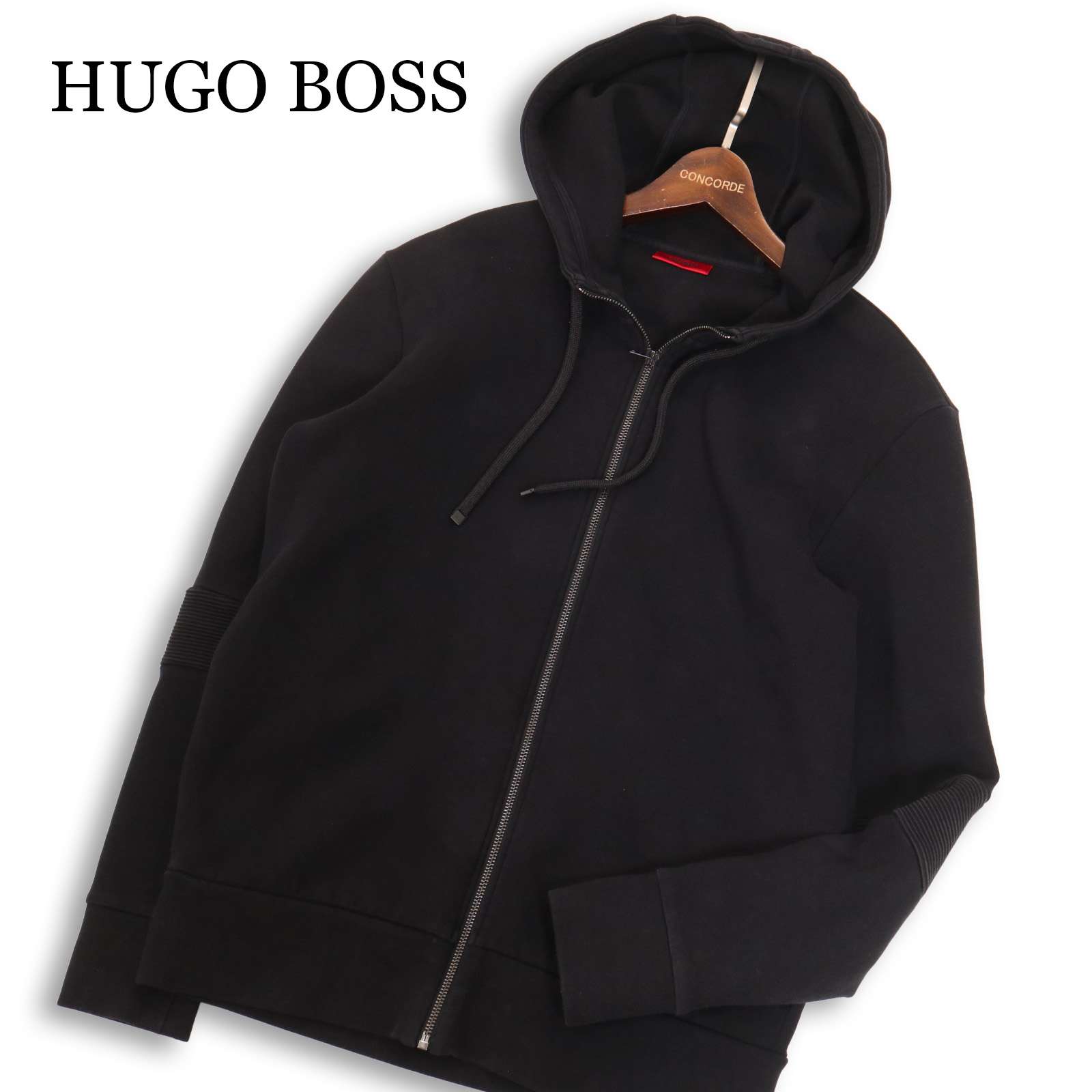 HUGO BOSS ヒューゴボス 通年★ 伸ばすこと 流汗 ジップ パーカー フーディー Sz.S メンズ 黒