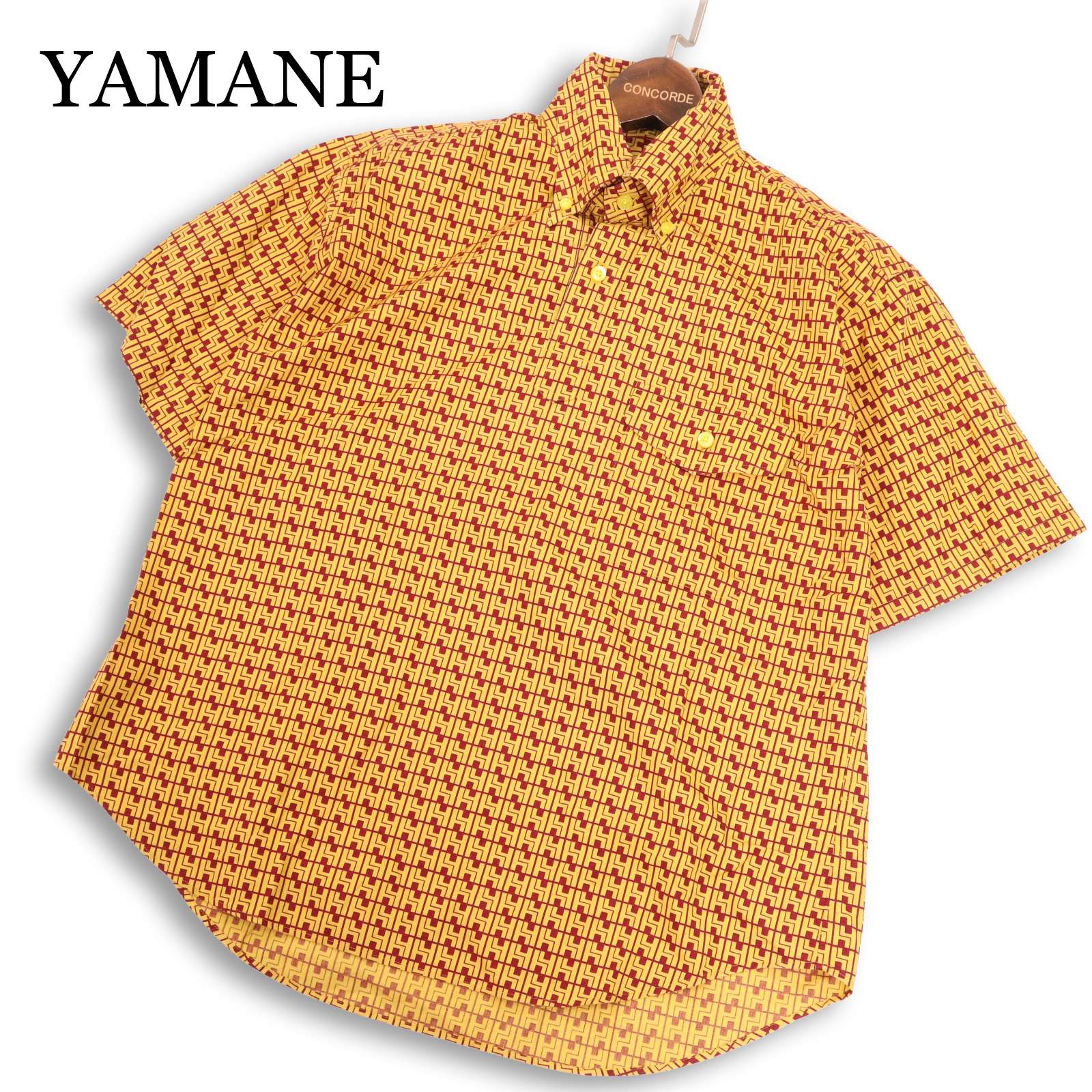 滅多に無い★ YAMANE ヤマネ EVISU エヴィス × Old Hampshire Bond 半袖 幾何学学柄 総柄 ティーシャツ プルオーバー 日本製 Sz.40 メンズ