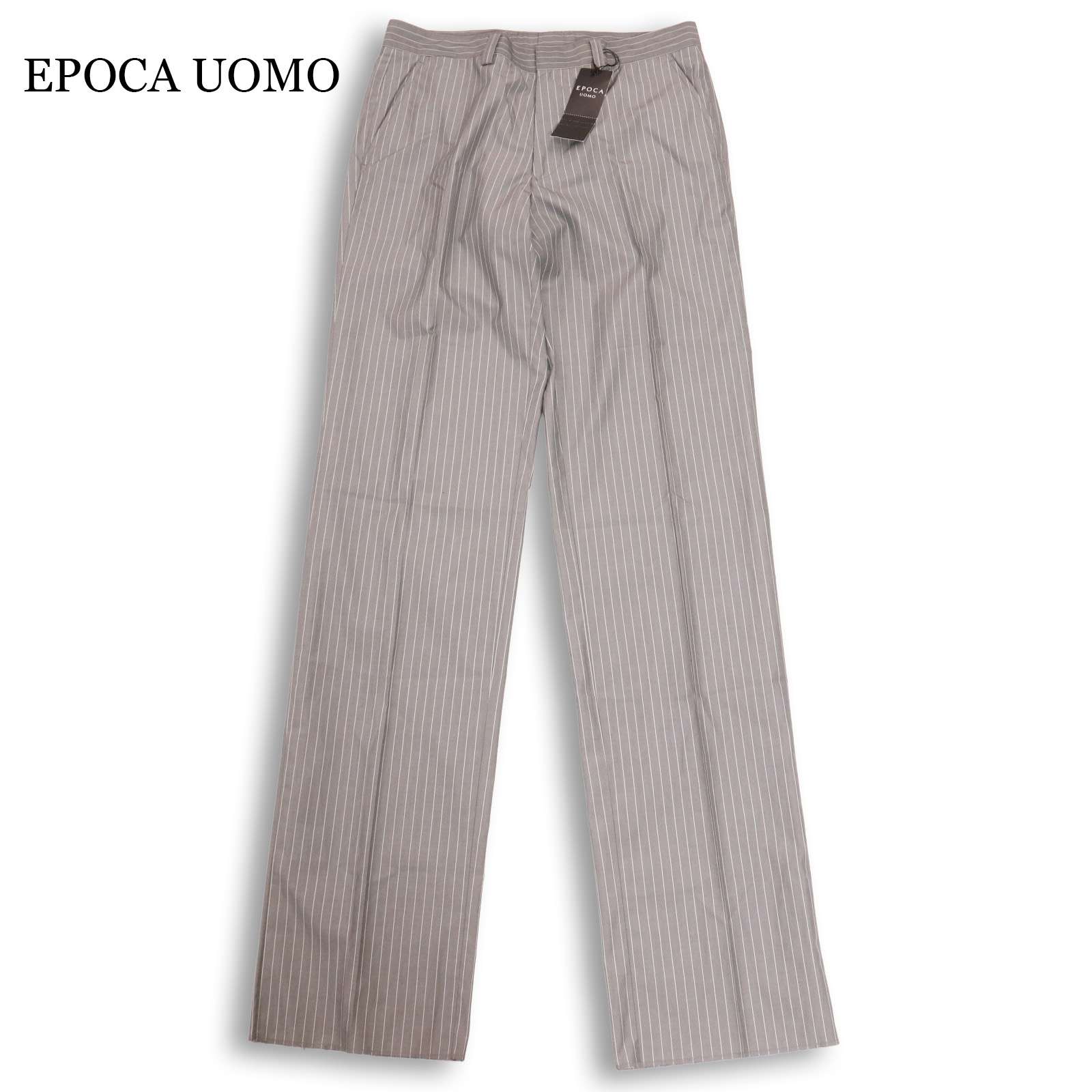 【新品 未当てはめる】 EPOCA UOMO エポカ ウォモ 通年★ 縞模様 スラックス ズボン下 日本製 Sz.46 メンズ 薄墨色 通貨価値3万