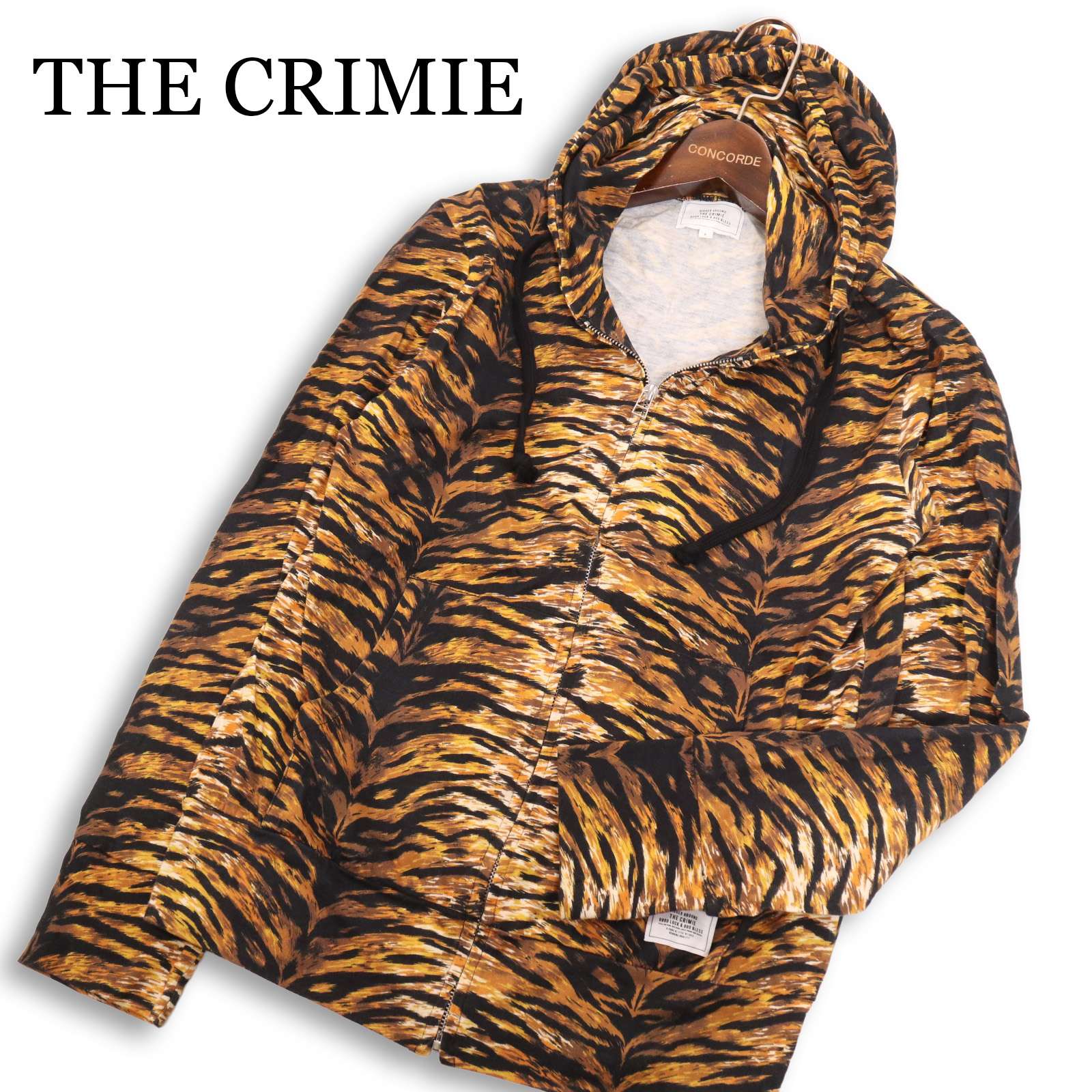 THE CRIMIE クライミー 通年★ 虎柄 虎総柄 ジップアップ パーカー フーディー Sz.S メンズ