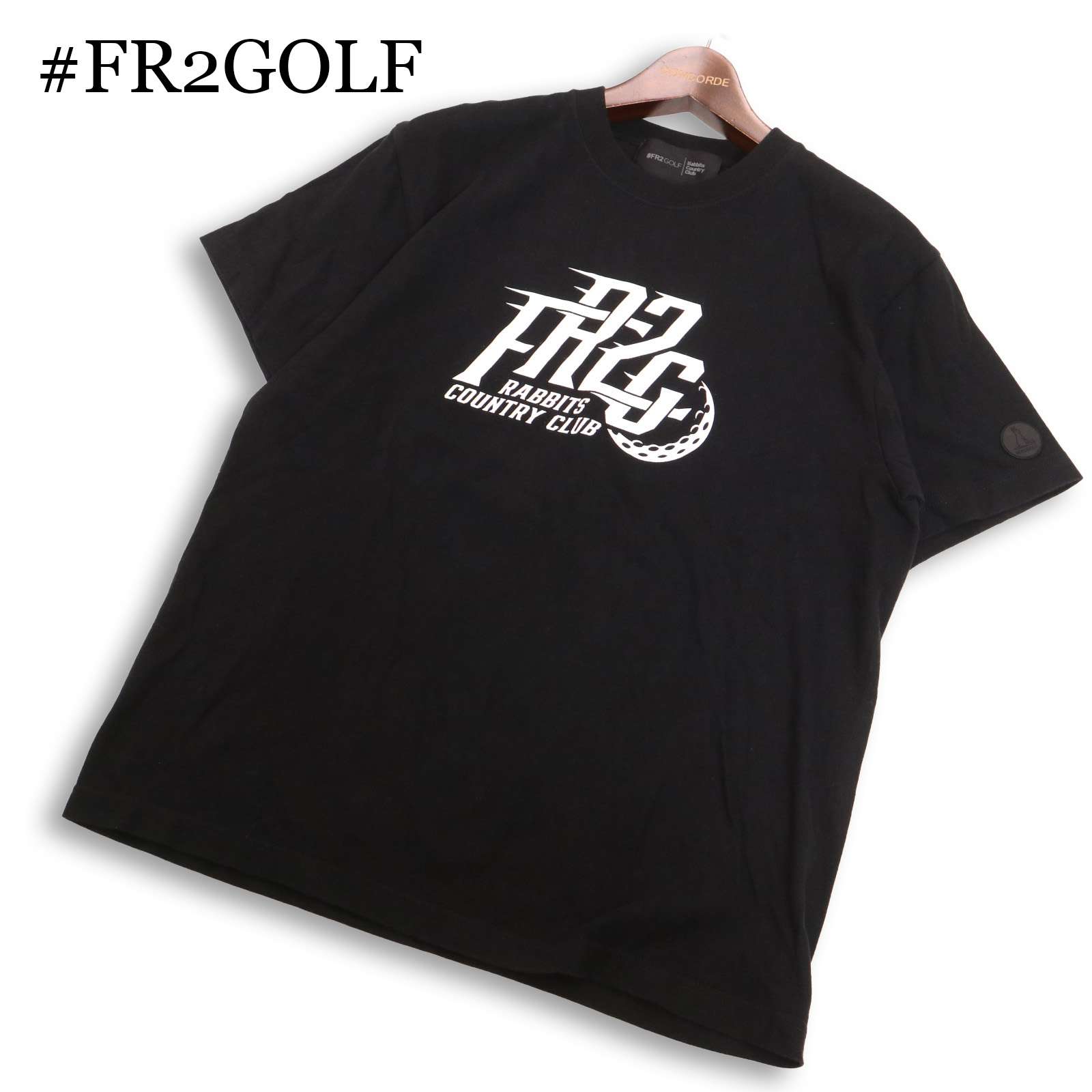 #FR2 GOLF エフアールツー ゴルフ 春夏 ロゴタイプ 刷り上げる★ 半袖 プルオーバー カットソー Sz.M メンズ 黒
