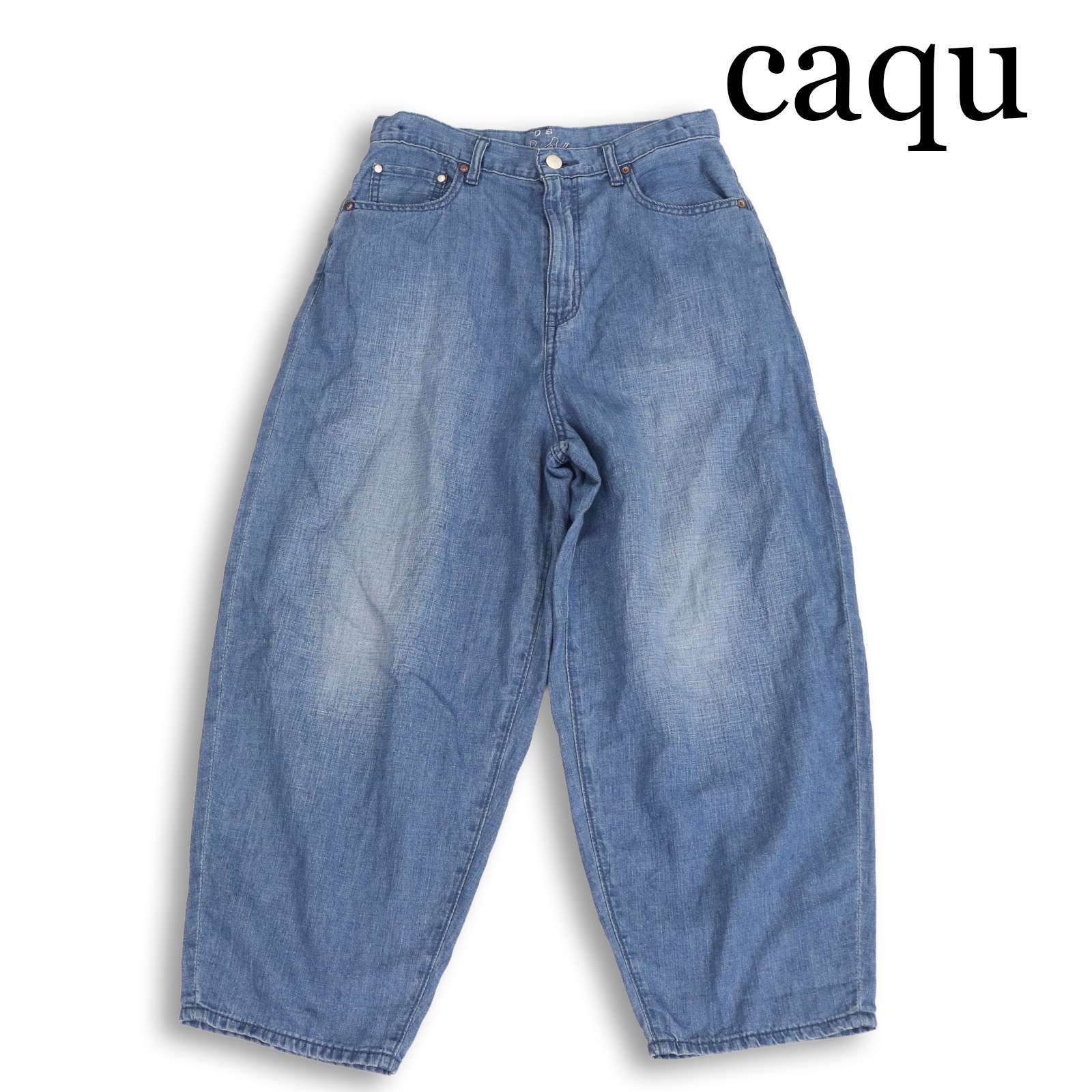 caqu サキュウ 26221 【FS-linen barrel pants】 FSリネン バレル 林檎 ジーンズ ズボン下 日本製 デニム Sz.1 レディース