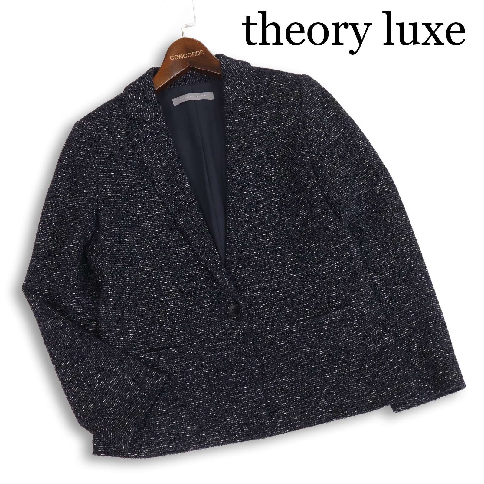 theory luxe 行動論理 リュクス 通年★ 【KANETY COMPACT.TWEEDY】 テーラード 上衣 日本製 Sz.38 レディース 紺