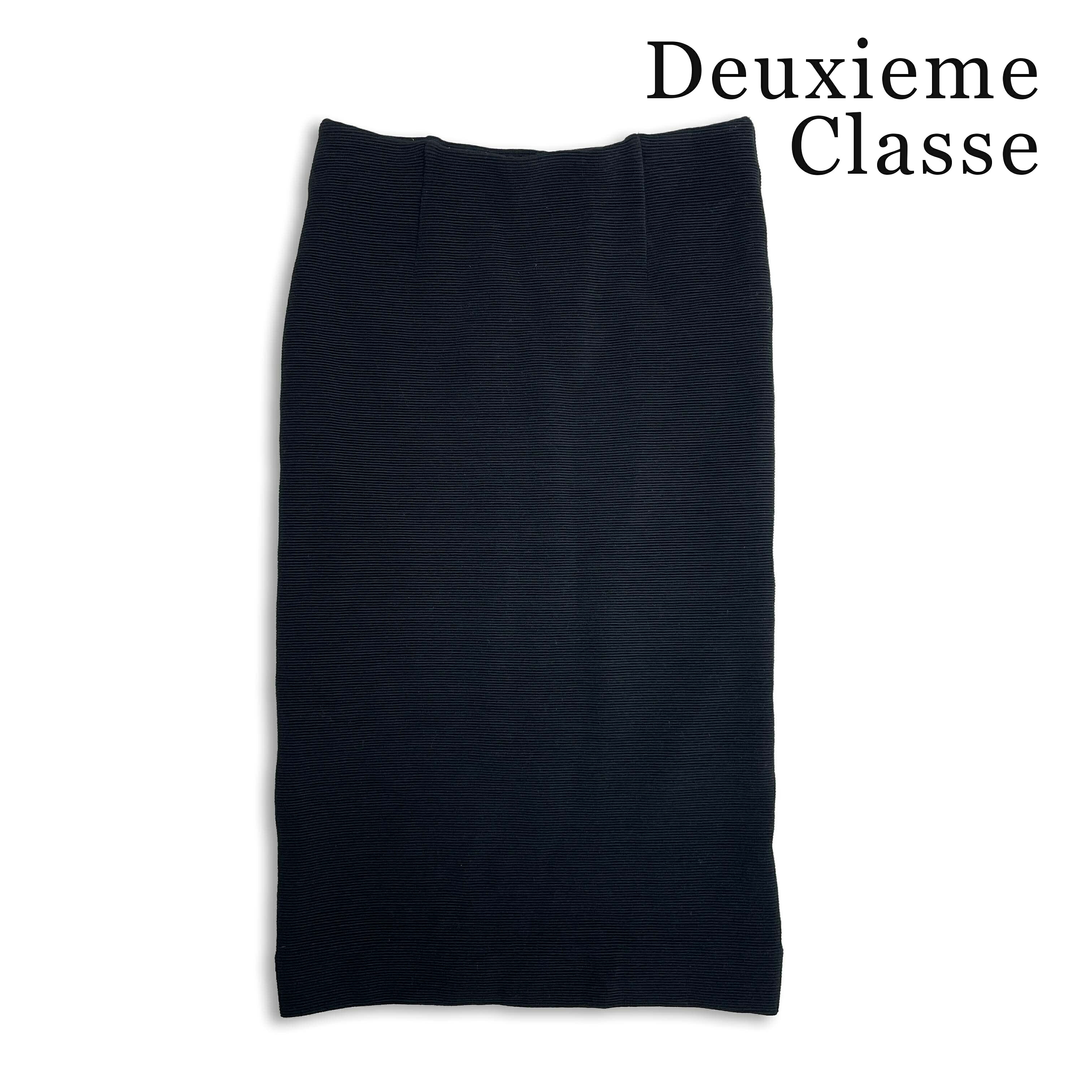 Deuxieme Classe ドゥーズィエム クラス 秋冬★ ストレッチ リブ ひざ丈 タイト スカート 日本製 Sz.36 レディース 黒｜コンコルドストア　店
