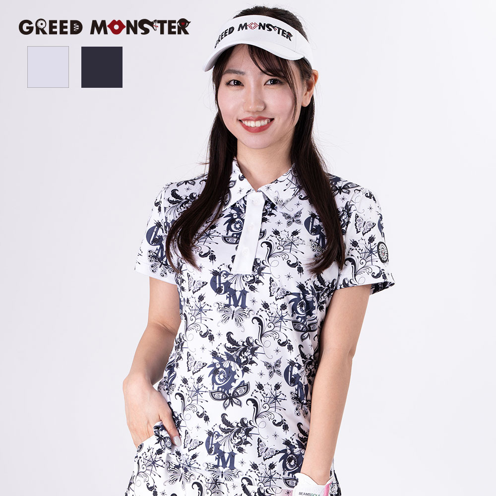 【送料無料】ゴルフウェア レディース 半袖 ポロシャツ ゴルフ 服 トップス 総柄 カワイイ ブランド ゴルフ 女性 コンペ 景品 春夏 20代 30代 40代 50代 おしゃれ 速乾 機能性 ストレッチ 伸縮性 蝶柄 バタフライ