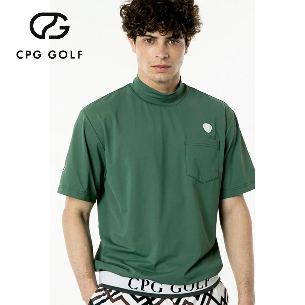 【送料無料】メンズ ゴルフ 半袖 モックネック トップス カットソー CPG GOLF UV加工 紫外線カット 吸水速乾 通気性 接触冷感 ストレッチ 伸縮性 軽量 20代 30代 40代 ブランド 人気 春 夏 秋 ロゴ 総柄 ポロシャツ ポロ