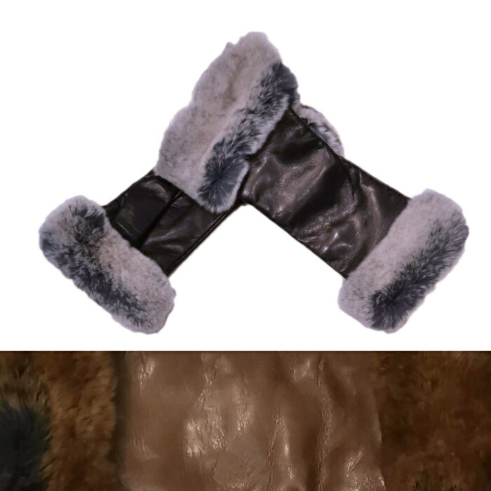 MEROLA ( メローラ ) 手の指受け答え ロング 家兎 毛革 ( レッキス ) レディース 革 グローブ ナパレザー カシミヤ 100% 裏打ち イタリア製 お手てお手伝いさん なめし革地球儀 カシミール 亭主もち用( 黒いこと / ベージュ ) No. LN- 010/390 -FLF