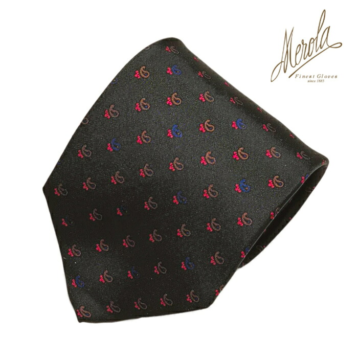MEROLA（ メローラ ) イタリア製 ネクタイ 50 オンス - MEROLA SERIES - シルク素材 ダークグリーン × ペイズリー ( ブラウン・レッド ) 全長約 149 cm 大剣約 9 cm メンズ ギフト オールシーズン インポート オシャレ エレガント No. NO-1015-AR