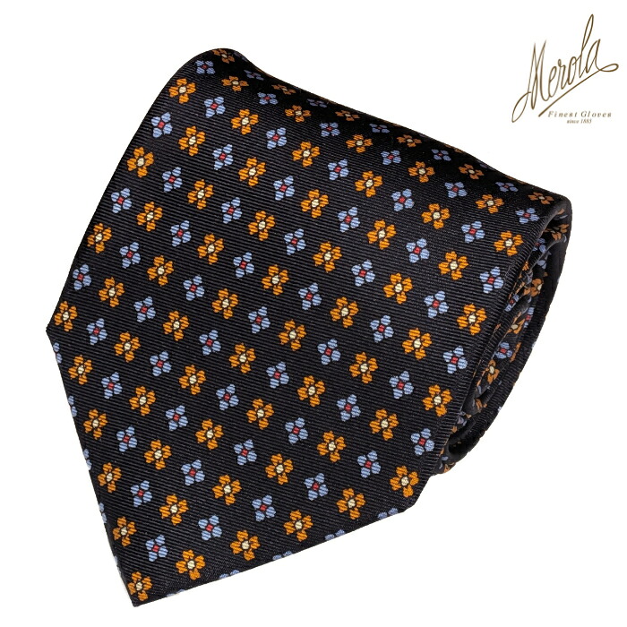 MEROLA ( メローラ ) イタリア製 ネクタイ BLUE LABEL シルク素材 花柄(ブルー) 全長約 148cm 大剣約 8.5cm メンズ ギフト オールシーズン インポート オシャレ エレガント No. BL1304