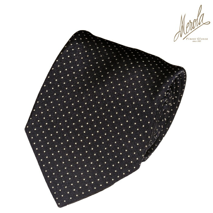 MEROLA ( メローラ ) イタリア製 ネクタイ BLUE LABEL シルク素材 ピンドット(ネイビー) 全長約 148cm 大剣約 8.5cm メンズ ギフト オールシーズン インポート オシャレ エレガント No. BL1313