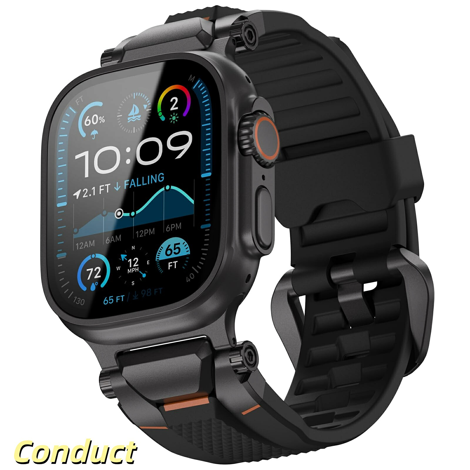 【送料無料】ウォッチ バンド for Apple Watch Ultra 3/2/1対応 49mm/46mm/45mm/44mm メンズモデル、シリコンバンドに耐久性のあるステ｜Conductドライバー　店