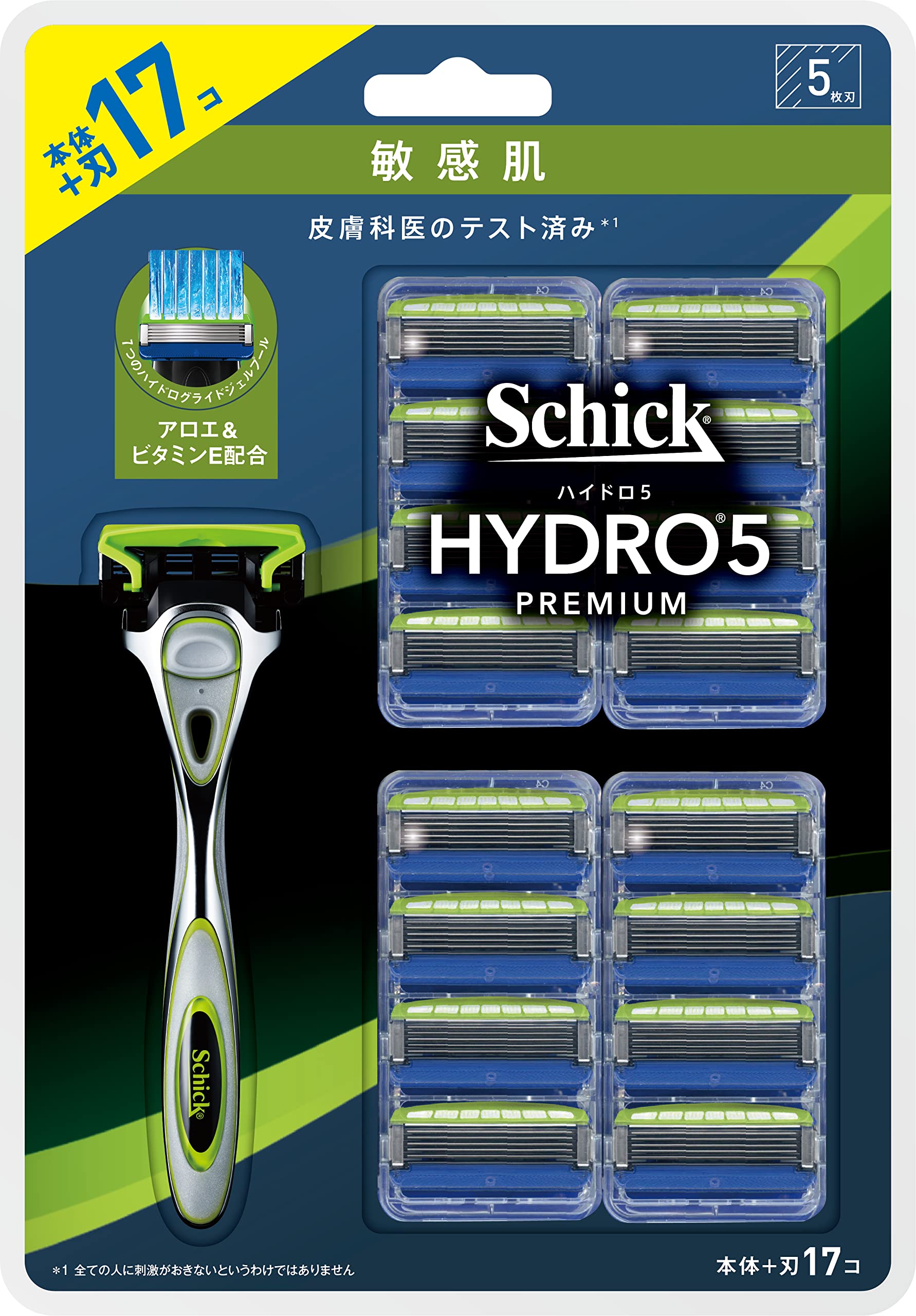 【貨物輸送無料】Schick(今めかしい) ハイドロ5割り増し金 感じやすい肌 野球クラブ容器に並べる(保持者(刃付き添い人)+替刃16コ) 髭剃り 髪剃り 成人男性用 しろがね色