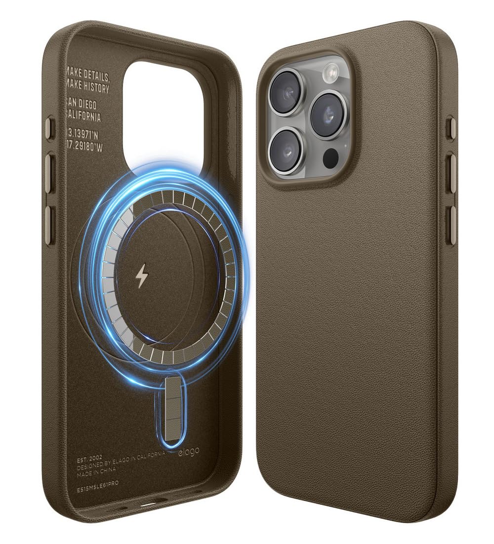 【貨物輸送無料】elago iPhone 15 Pro 相応う 容れもの MagSafe 相応う PUなめし革 耐衝撃容れもの 組みあわせるなめし革 耐衝撃 マグセーフ スマホケース [ Apple
