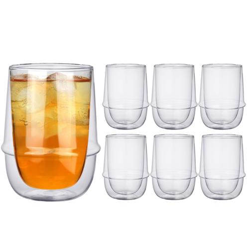 【貨物輸送無料】ダブルウォールグラス 硝子水呑み 350ml 6個仕掛ける 水呑み 水呑み 耐熱水呑み 今めかしい 保冷 保温 二重社会システム 凝結しないコ