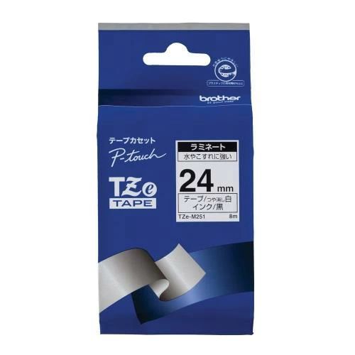 【貨物輸送無料】茶飲み友だち ピータッチテープ マットラミネートテープ 白地/黒字 24粍 TZE-M251 まとめ買い3個仕掛ける