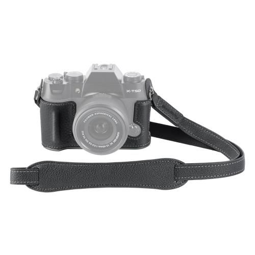 【貨物輸送無料】[SMALLRIG] X-T50用 ハーフレザーケースキット ストラップ付き添い人 レトロスタイル レザーカメラハーフレザーケース