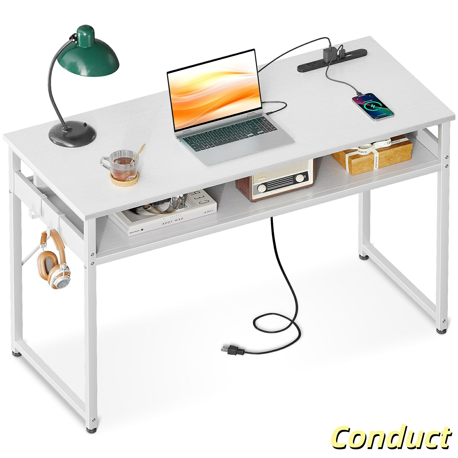 【送料無料】机 pcデスク パソコンデスク 幅100cm ゲーミングデスク 収納付き コンセント付き 勉強机 computer desk ・築子 ワークデスク｜Conductドライバー　店