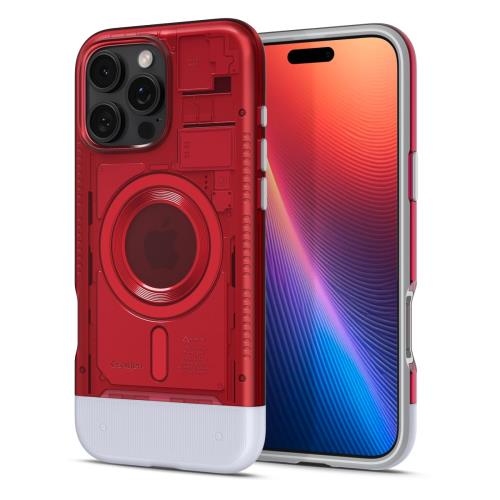 【貨物輸送無料】Spigen iPhone 16 Pro Max 入れもの MagSafe相応う 磁石積み上げる 米軍MIL標準尺度 古典派音楽・C1・マグフィット ACS08020 (ルビー)