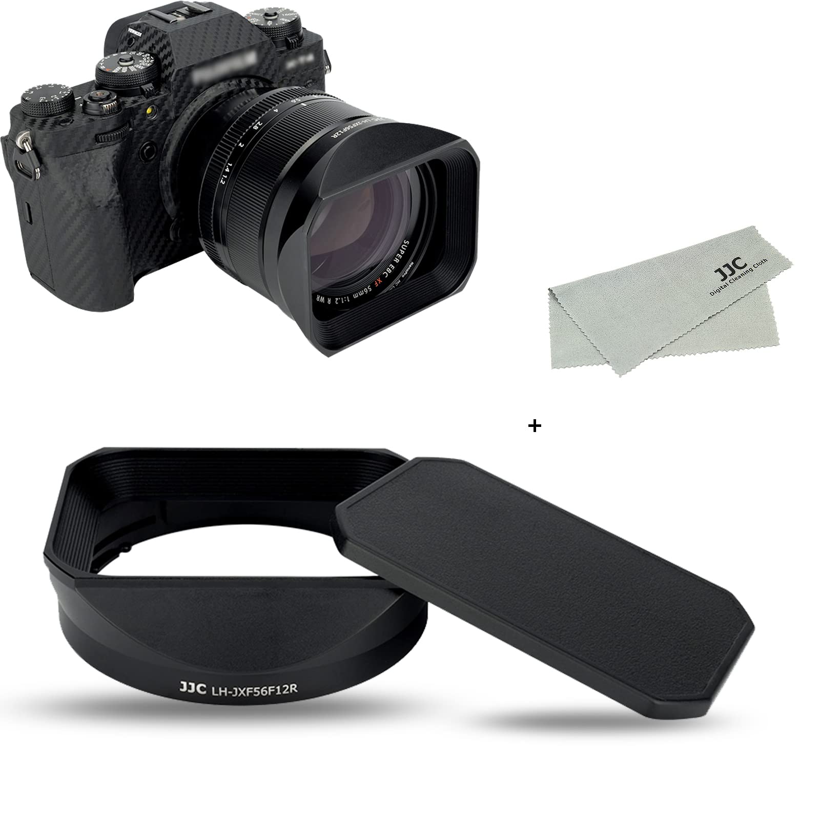 【貨物輸送無料】JJC 金属元素 まっ四角 水晶体ボンネット + ボンネット旗がしら Fujifilm XF 56粍 F1.2 R WR 水晶体 用 洗い濯ぎ差し交わす 付き添い人