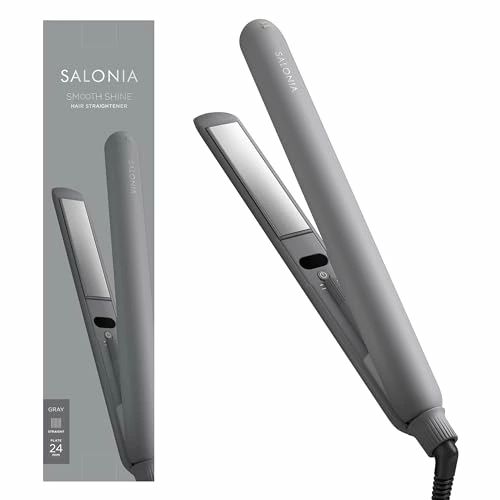 【送料無料】SALONIA サロニア スムースシャイン ストレートヘアアイロン 24mm グレー耐熱ポーチ付 SAL23105GR｜Conductドライバー　店