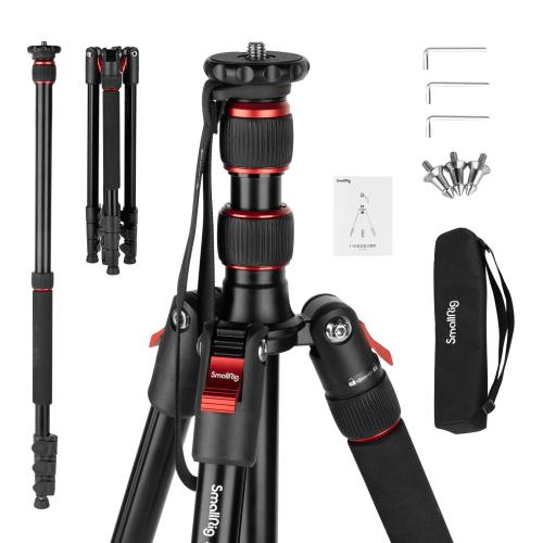 【送料無料】SmallRig カメラ三脚170cm コンパクト三脚4段調整 三脚アルミ製 1/4と3/8ネジ付き 耐荷重15kg 中心軸反転 一脚可変式 マジ｜Conductドライバー　店
