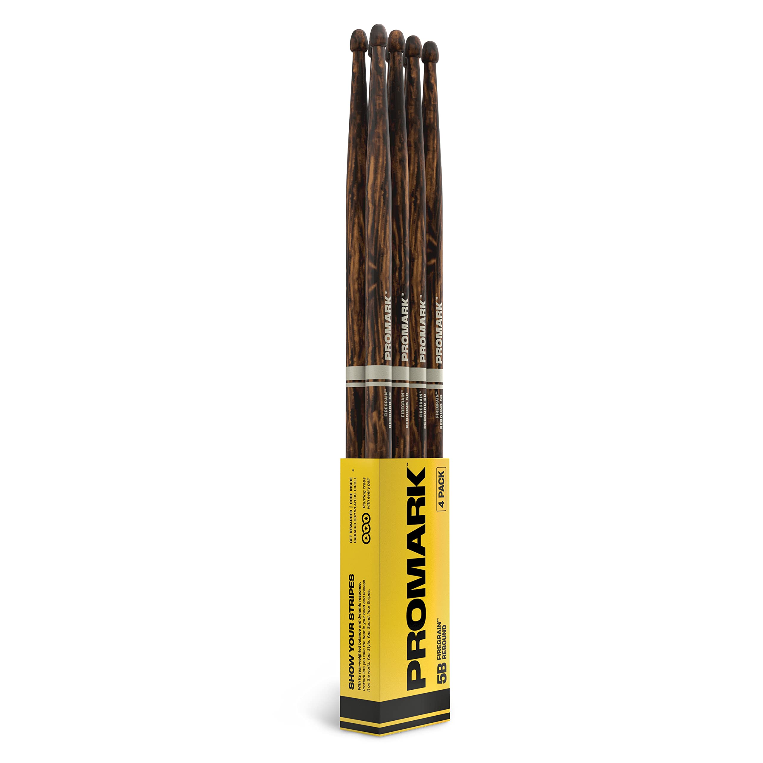 【送料無料】PROMARK プロマーク ドラムスティック Rebound Balance FireGrain Acornチップ 5B R5BFG-4P (406 x 15.1mm) 4ペアバンドル|Conductドライバー 店