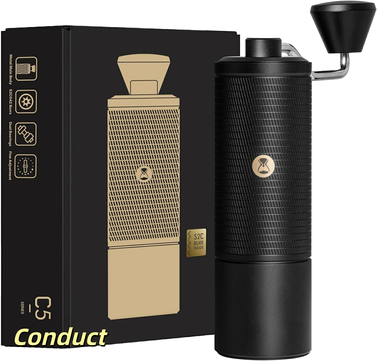 【送料無料】 栗子C5 手挽きコーヒーミル 手動式 全金属製 S2C-042-III特許臼 目盛り調整ダイヤル コーヒーグラインダー 清掃しやすい｜Conductドライバー　店