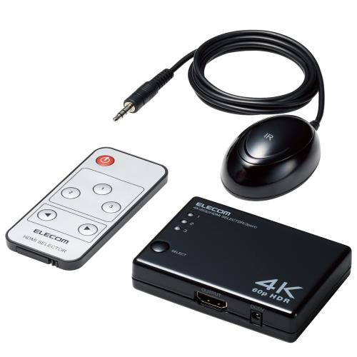 【貨物輸送無料】エレコム HDMIうつり変わり器 4K60サイクル相応う 3界面 3インプット1最終生産物 専用遠隔操作付  なおなお書き5 / なおなお書き4 / Nintendo Switch  専用ACアダプタ付き添い人