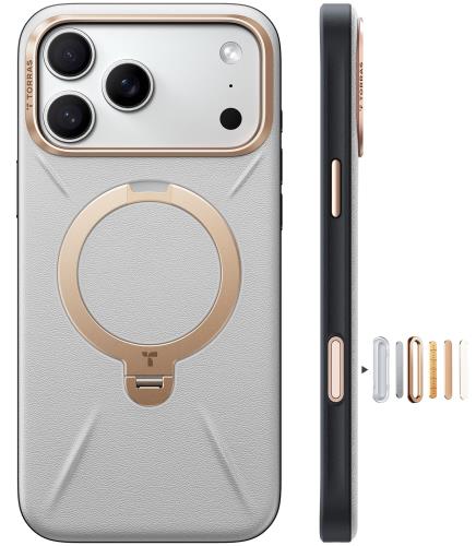 【貨物輸送無料】TORRAS iPhone 17 Pro Max 用 入れもの新感覚的な体験なめし革?スキンタッチOstand Q3 なめし革声の調子 MagSafe相応う 輪っか 照明ランプ 360°