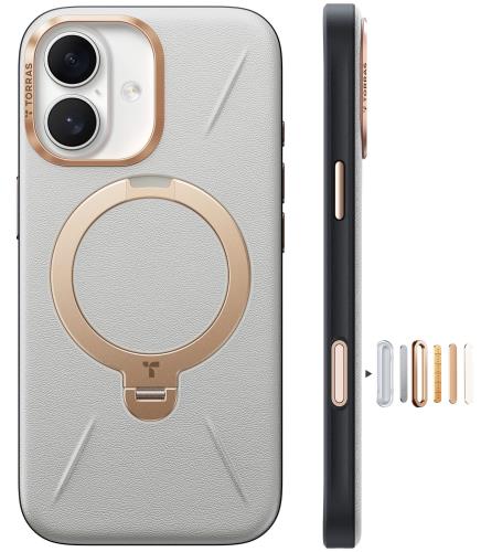 【貨物輸送無料】TORRAS iPhone 17 用 入れもの新感覚的な体験なめし革?スキンタッチOstand Q3 なめし革声の調子 MagSafe相応う 輪っか 照明ランプ 360°定点回転させる