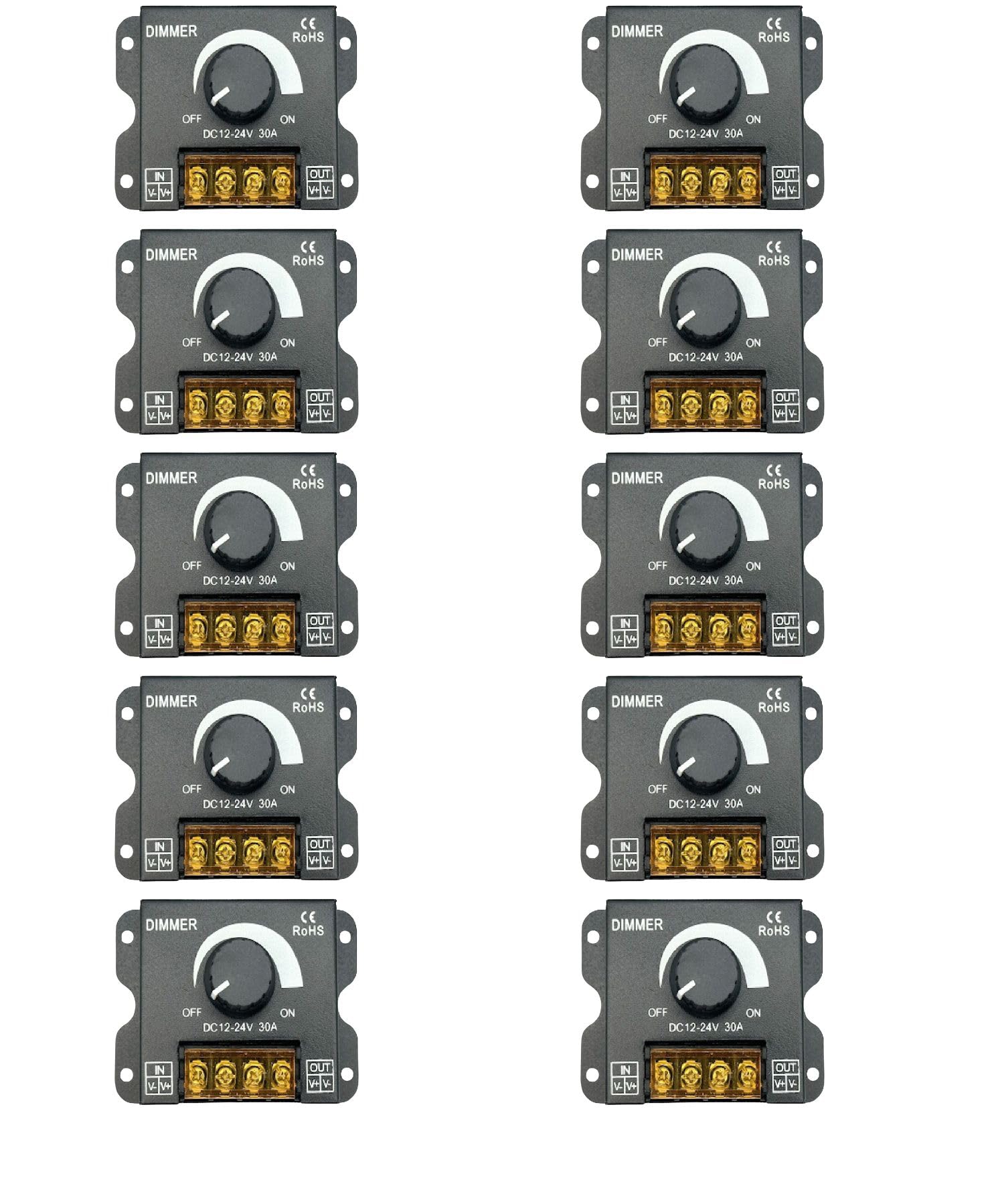 【送料無料】HTharros LED調光器 調光スイッチ 10個 調光器 DC12-24V 30A ディマースイッチ ボリューム式 無段階調整 照明調光コントロ｜Conductドライバー　店 8,918円