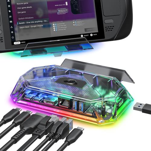 【貨物輸送無料】JSAUX RGB 縛ステイション Steam Deck (OLED)/ROG Ally/Legion Go用 8-インチ-1 Steam Deckドック 4K@60サイクル HDMI、ギガ
