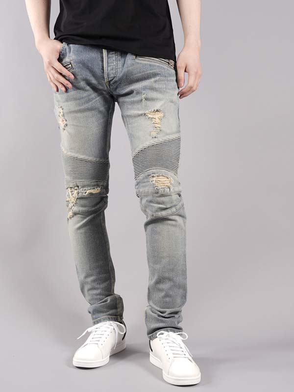 BALMAIN バルマン バイカーデニムパンツ スキニー じゃばら ストレッチ BALMAIN（バルマン）SLIM BIKER JEANS (スリム ストレッチ