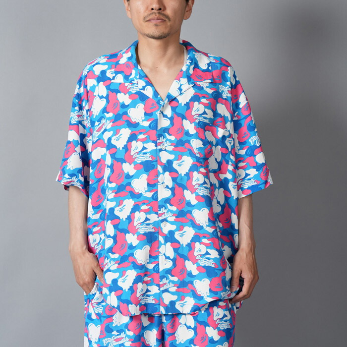 Emotionally Unavailable  / エモーショナリー・アンベイラブル  / EU-MK8-0000-C03 / EU APE ALOHA SHIRT / BLUE / シャツ (ブルー) 国内正規取り扱い
