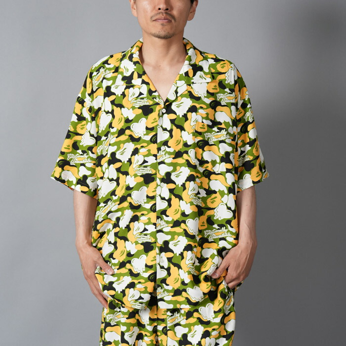 Emotionally Unavailable  / エモーショナリー・アンベイラブル  / EU-MK8-0000-C02 / EU APE ALOHA SHIRT / GREEN / シャツ (グリーン) 国内正規取り扱い