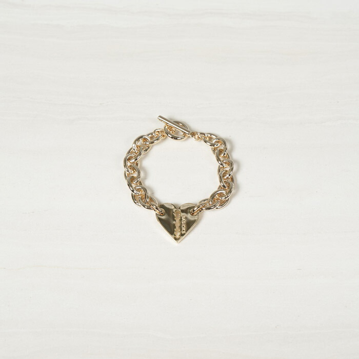 [ Super Sale 30%↓ 6月3日 20:00時出発信号機!!] BASICKS / ベーシックス / Heart Razor Bracelet (Medium Link) / 腕輪 (ゴールド) / 25春夏 / 国内置き目取りまわし