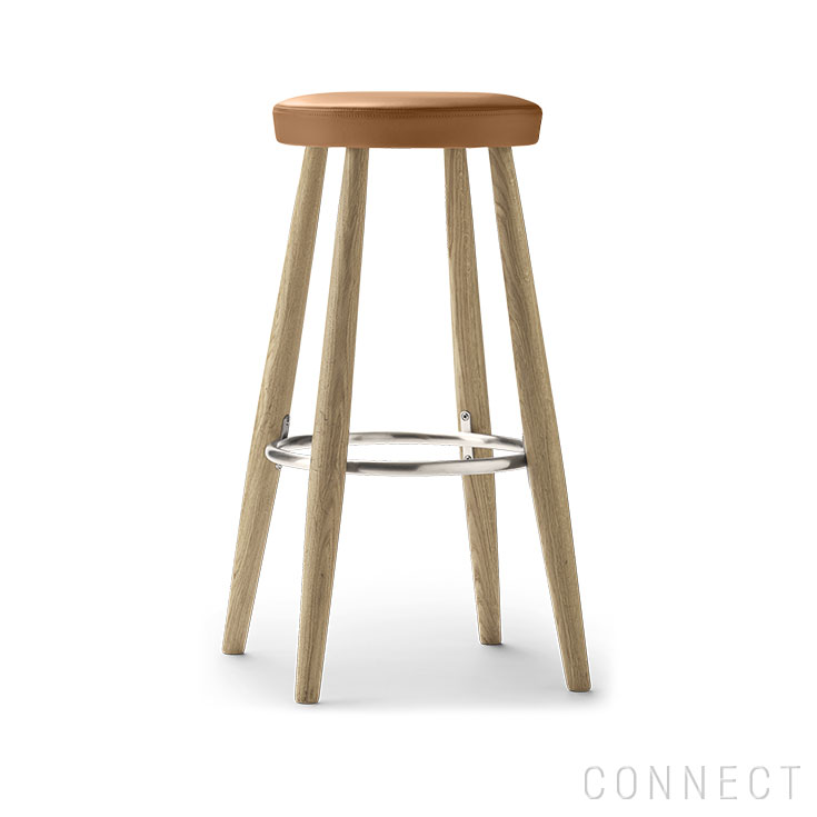 CARL HANSEN \u0026 SON（長い巻き毛・ハンセン＆サン） CH56 / オーク材材・石ケン仕上 / ゴールデンブラウンレザー（Loke 7050） / 赤ちょうちん腰かけ（High）