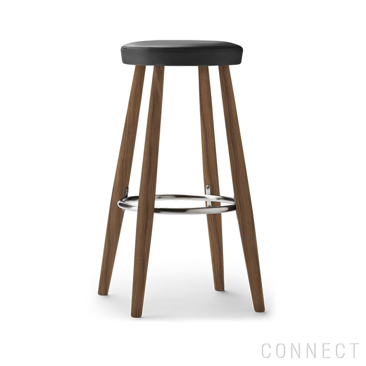 CARL HANSEN \u0026 SON（長い巻き毛・ハンセン＆サン） CH56 / ウォルナット材・油絵の具完成 / 黒いことなめし革（Thor 301） / 赤ちょうちん腰掛け（High）