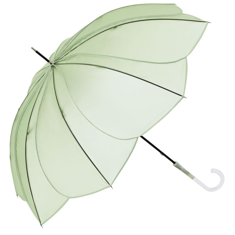 【楽天市場】ビコーズ クリアアンブレラ パウダリーフローラ グリーン 緑 8本骨 持ち手 傘 レディース 長傘 雨傘 ビニール傘 透明 クリア