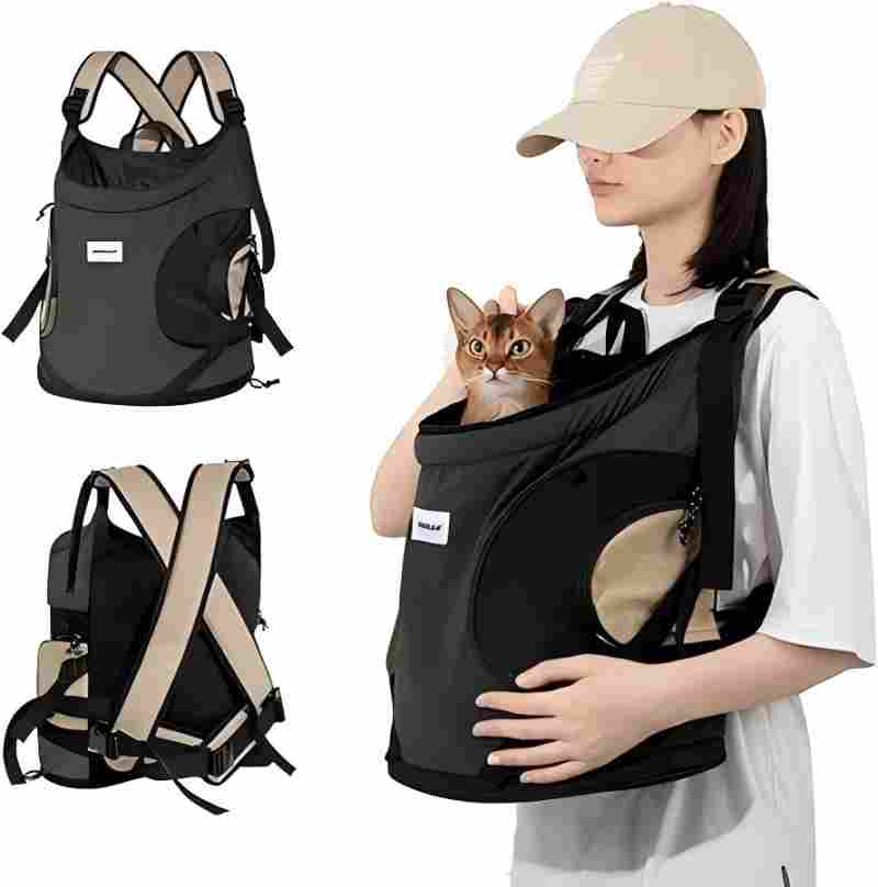 前抱きペット リュック 犬用 猫 キャリーバッグ 犬 抱っこ紐 犬 スリング 肩掛け 底板 長さ調節可能 呼吸頭 通気性 両手解放 防水ナイロン素材 快適 軽量 人間工学 持ち運びやすい ドライブ 旅行 通院 防災用 ポケット付き8.5キロまで対応