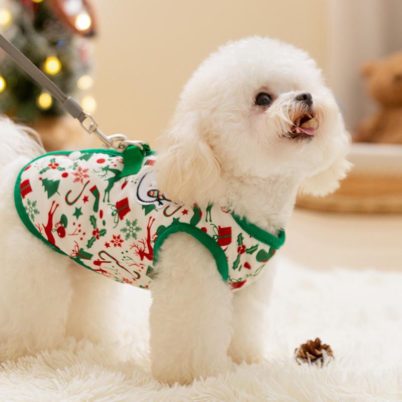 犬服 秋冬用 猫服 中型犬 小型犬用 クリスマス 雪だるま スノーマン デザイン カーディガン ベスト フリース ボア 防寒 暖かい おしゃれ かわいい リードフック付き 室内外 ペットウェア
