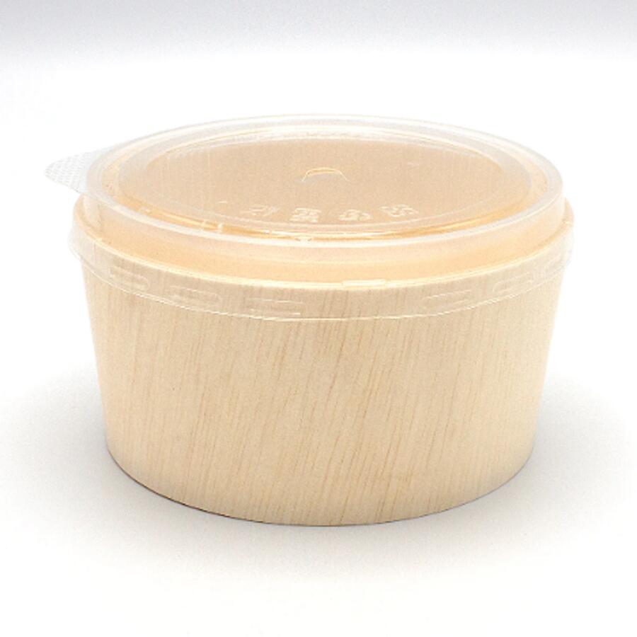 【PP-C140H】使い捨て 木製容器のフタ（ボウル）【600個セット※フタのみです】　おせち 重箱 お弁当箱 折箱 ランチボックス 箱 収納ボックス 天然 【ラウンド型】 環境にやさしい テイクアウト 容器