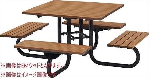 【LINEクーポン配布中】再生木材テーブルベンチ 4チェアタイプ RPウッドタイプ [RB-1608rpWOOD] ブラウン RPウッド モリマーキンキ?法人様限定メーカー直送