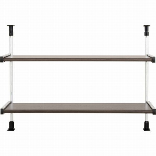 【LINEクーポン配布中】モクメタルつっぱり棚 2段 幅75cm 木目調 [MTP2-75] ラック 収納/パーテンション/戸棚下 キッチン/リビング/オフィス 簡単組立 田窪工業所 メーカー直送