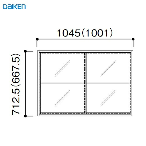 【最大3万円クーポン配布中★10日01:59まで】ルームウインドウ FIXタイプ 固定枠169 2段2列 大建 DAIKEN [FIXKT16922] W1045×H712.5mm 受注生産品 法人様限定 メーカー直送