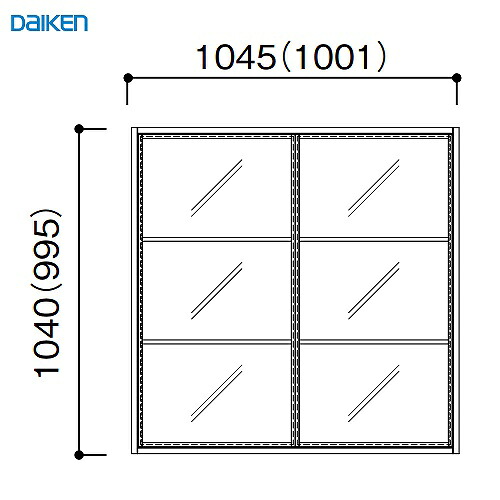 【LINEクーポン配布中】ルームウインドウ FIXタイプ 固定枠169 3段2列 大建 DAIKEN [FIXKT16932] W1045&times;H1040mm 受注生産品 法人様限定 メーカー直送｜水まわり住設専門店＠コンパネ屋