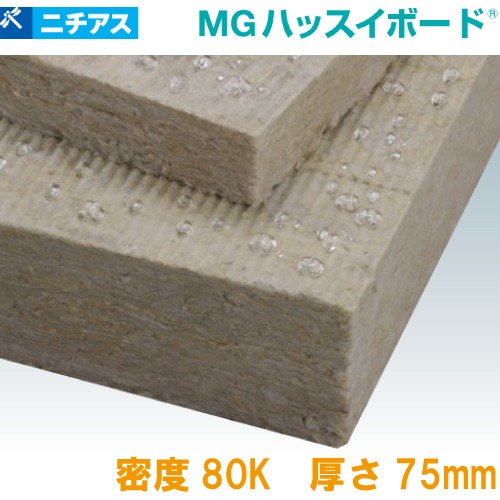 【最大3万円クーポン配布中★10日01:59まで】吸音・断熱材 MGハッスイボード080 梱包ポリ袋 ニチアス [MGHBP8075] 1ケース6枚入 密度80k 厚さ75×605×910mm ロックウール メーカー直送