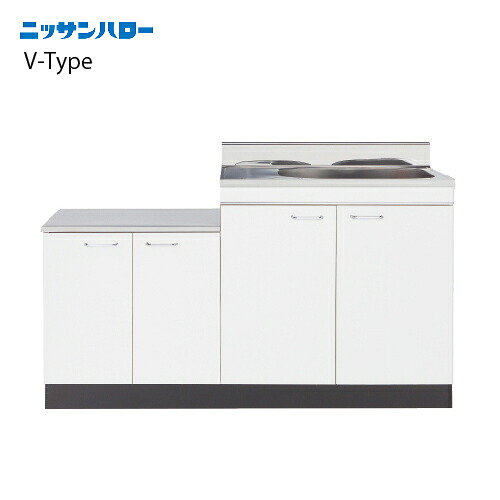 【LINEクーポン配布中】流し台 V-TYPE 奥行550mm 大型ゴミ収納器付 公団型流し台 [V55-140G□] 間口1,400 ニッサンハロー 関西一部エリア 法人様限定 メーカー直送